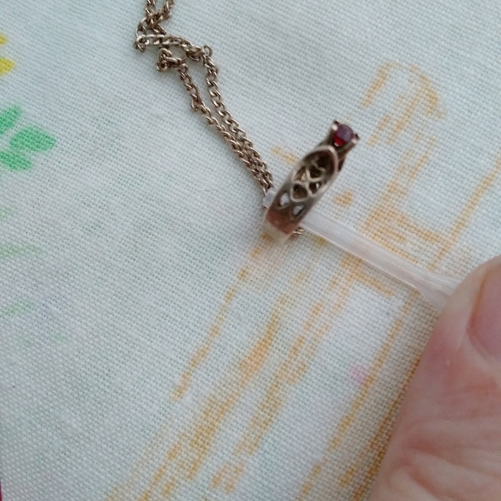 🌙Vintage 925 Garnet Birthstone Ring January on 925 Chain - Picture 12 of 15